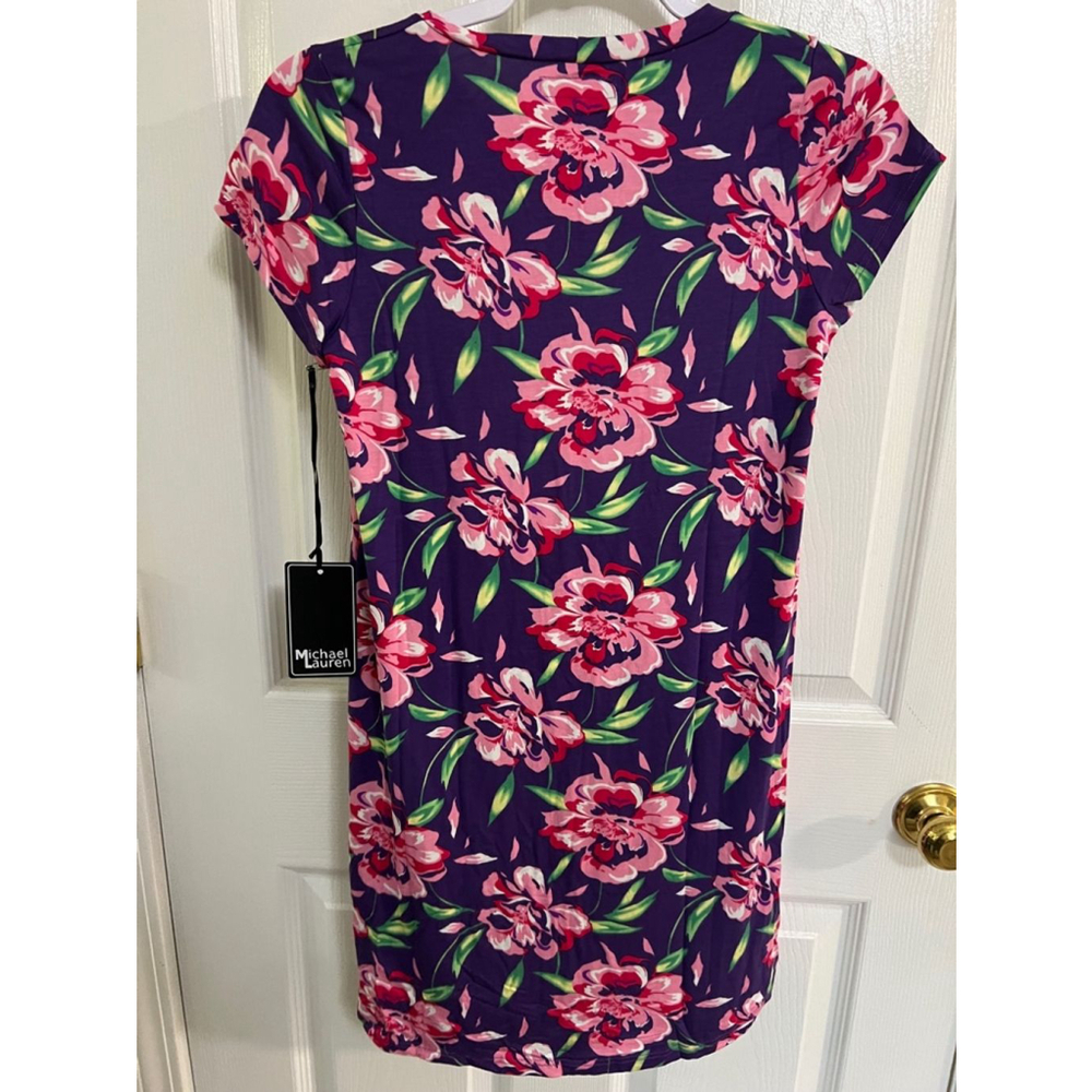 3)) 🔵 REVOLVE Michael Lauren purple and pink floral T shirt Dress XS NWT - Picture 6 of 7